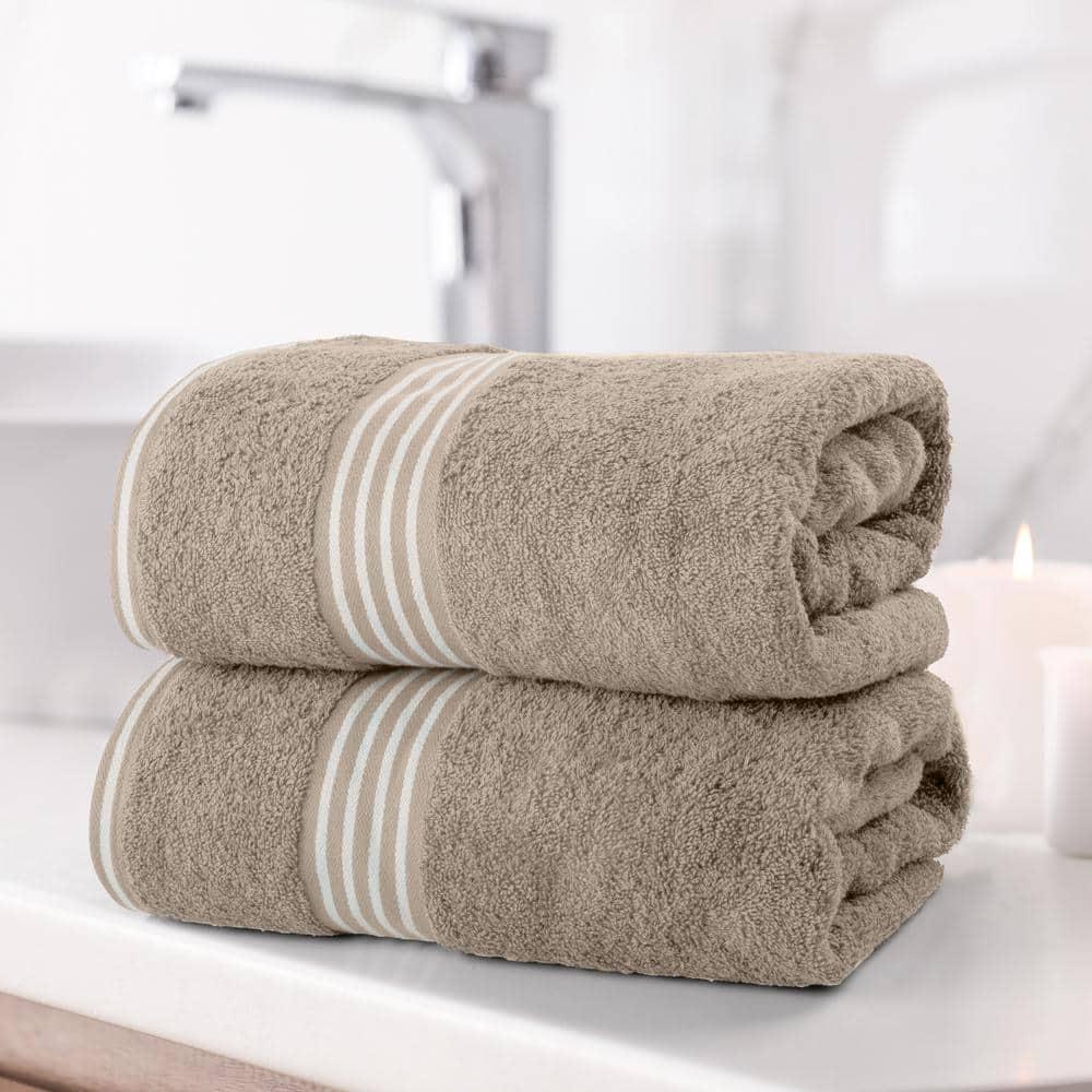 Lavish Home 35x70 Luxury Cotton Bath Towels, Beige