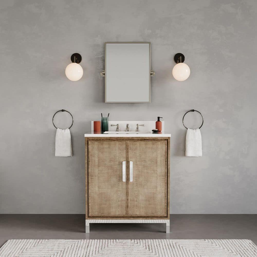 Westin 30" Lustrous Walnut Freestanding Bathroom Vanity with Quartz Top