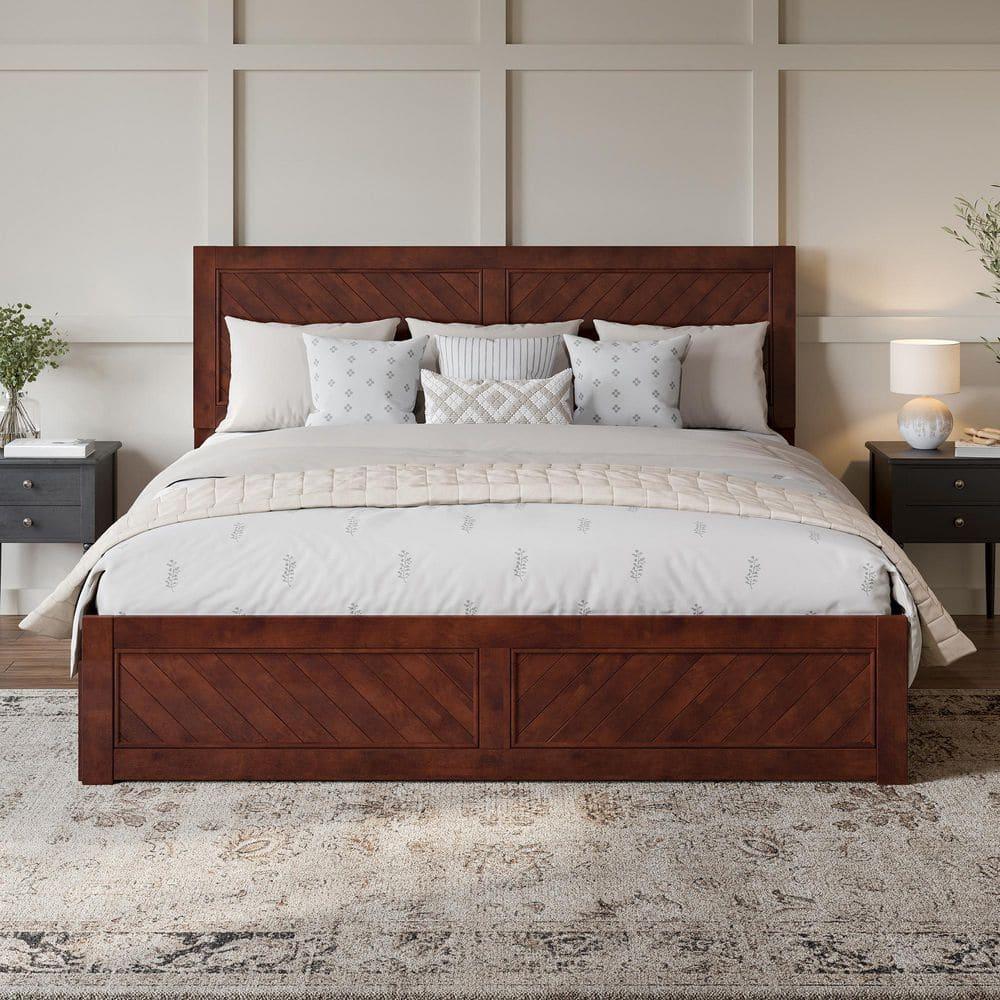 AFI Canyon Walnut Solid Wood Platform Bed with Matching Footboard & Twin-XL Trundle, King