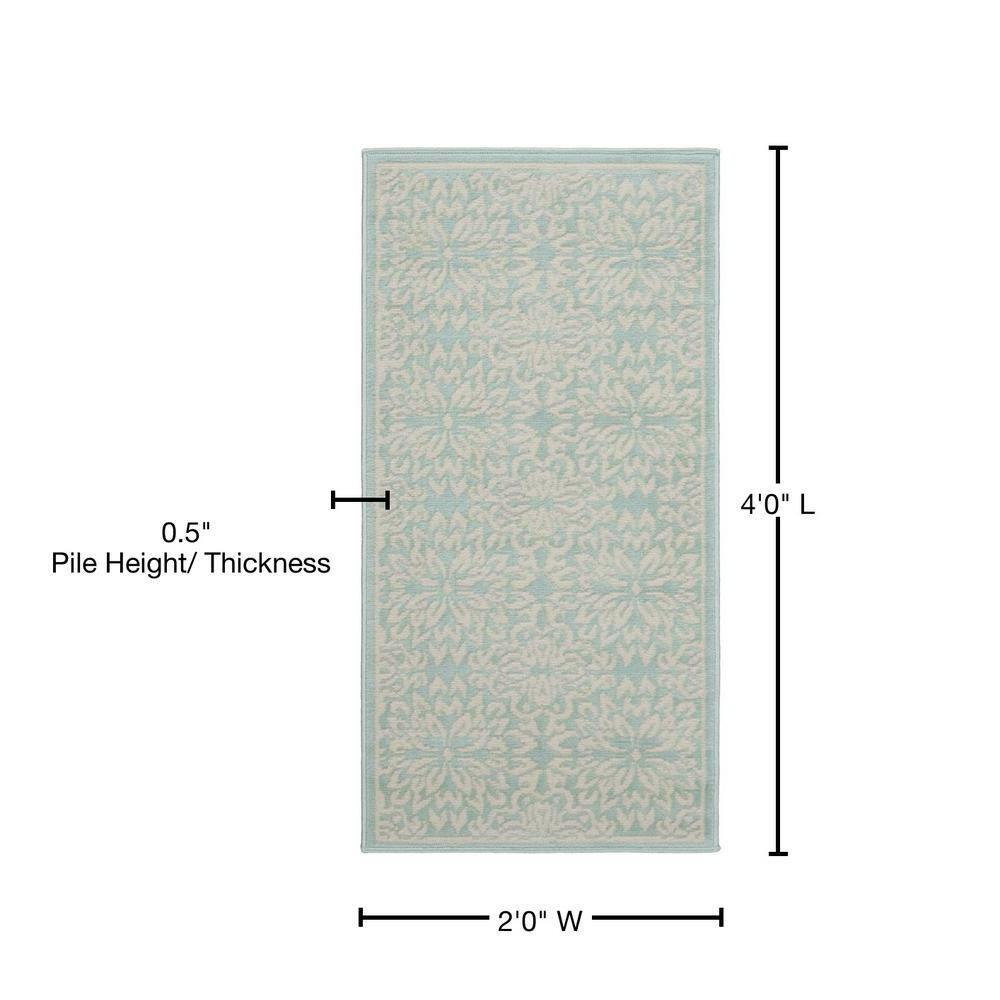 Nourison Jubilant 2' x 4' Ivory/Green Area Rug Beach Transitional Floral by Nourison