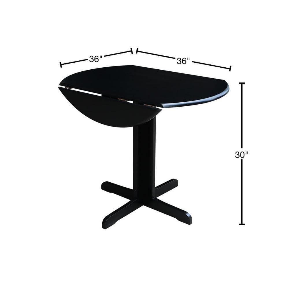 36" Dual Dining Drop Leaf Dining Table Black - International Concepts