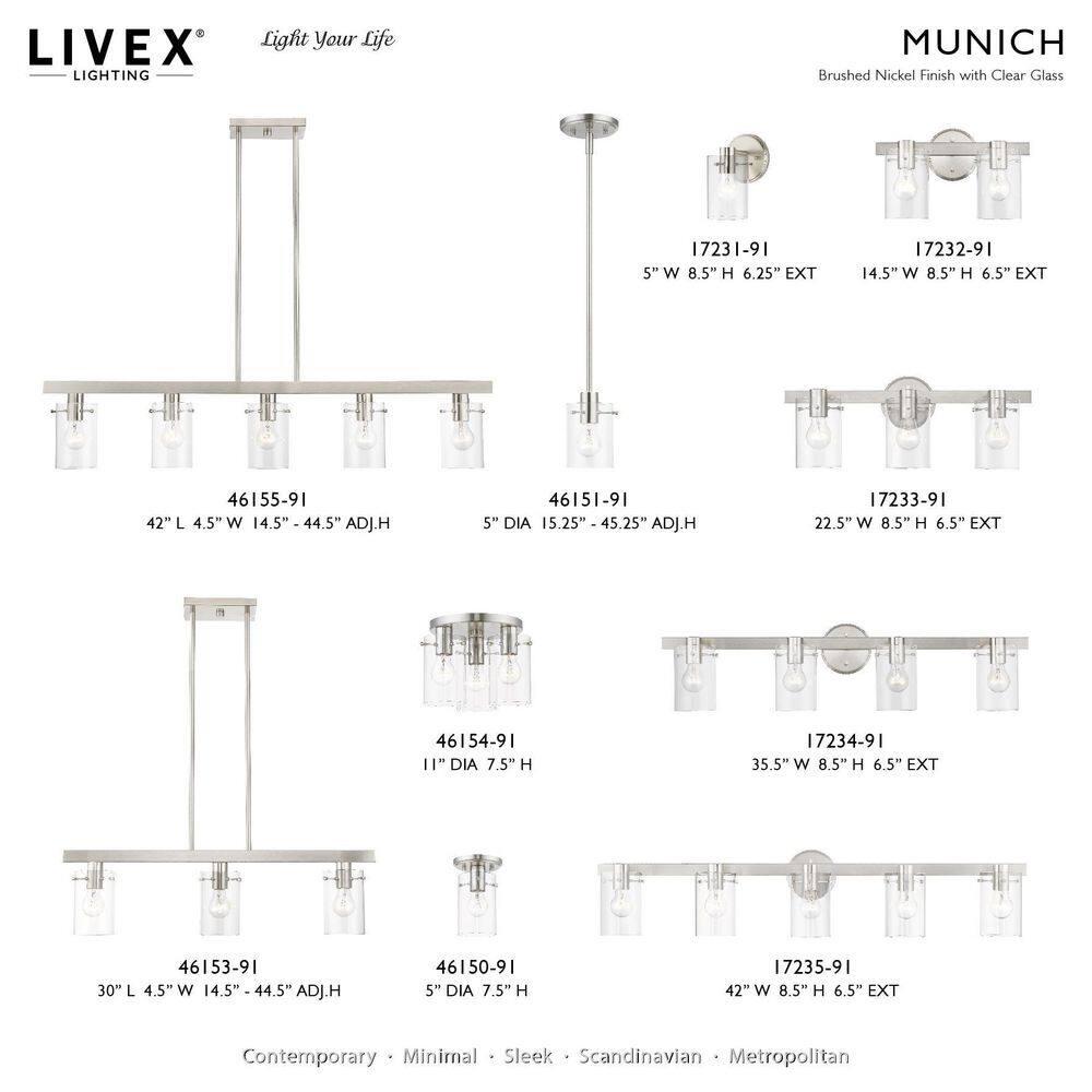 Livex Lighting Munich 1 - Light Flush Mount in  Brushed Nickel