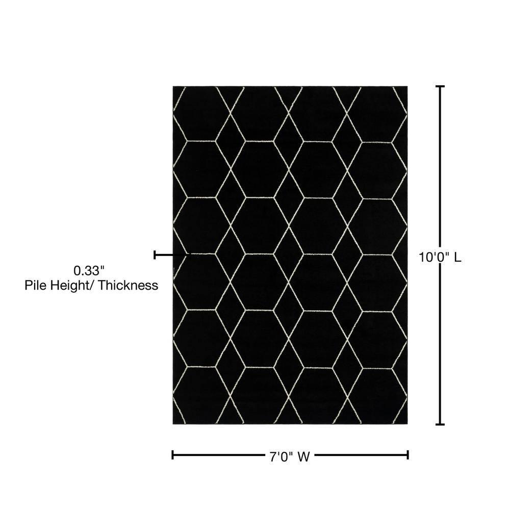 Unique Loom 7' 0 x 10' 0 Trellis Frieze Geometric Black Area Rug