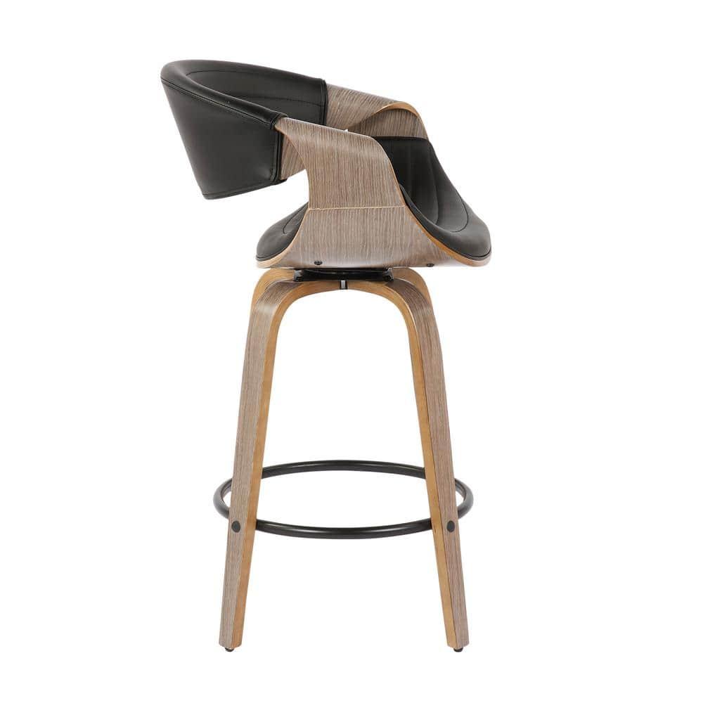 Set of 2 Symphony Upholstered Counter Height Barstools: Mid-Century, Tufted, Walnut Legs - Lumisource
