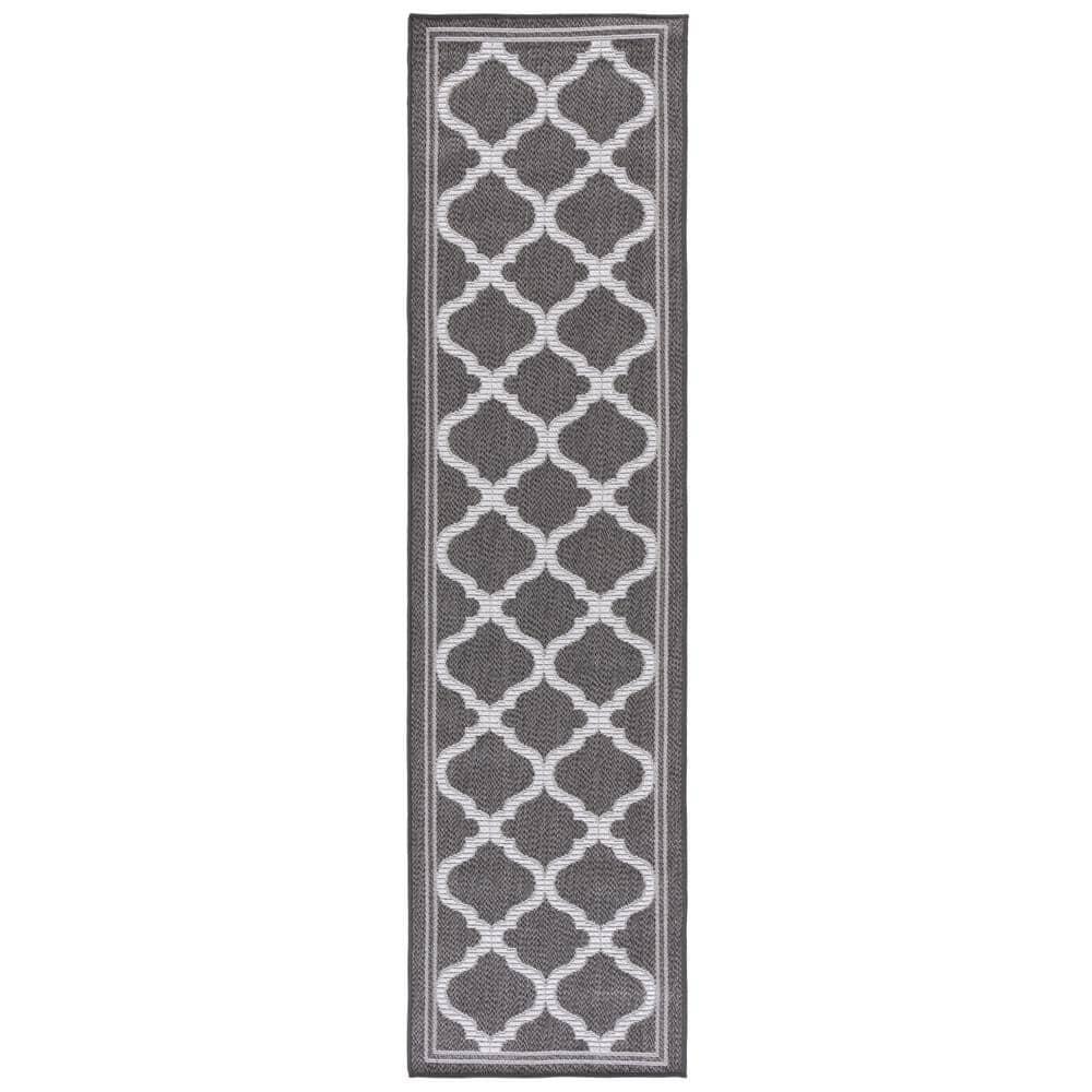 Bermuda BMU810 Power Loomed Indoor/Outdoor Machine Washable Runner Rug - Grey/Brown - 2'x8' - Safavieh