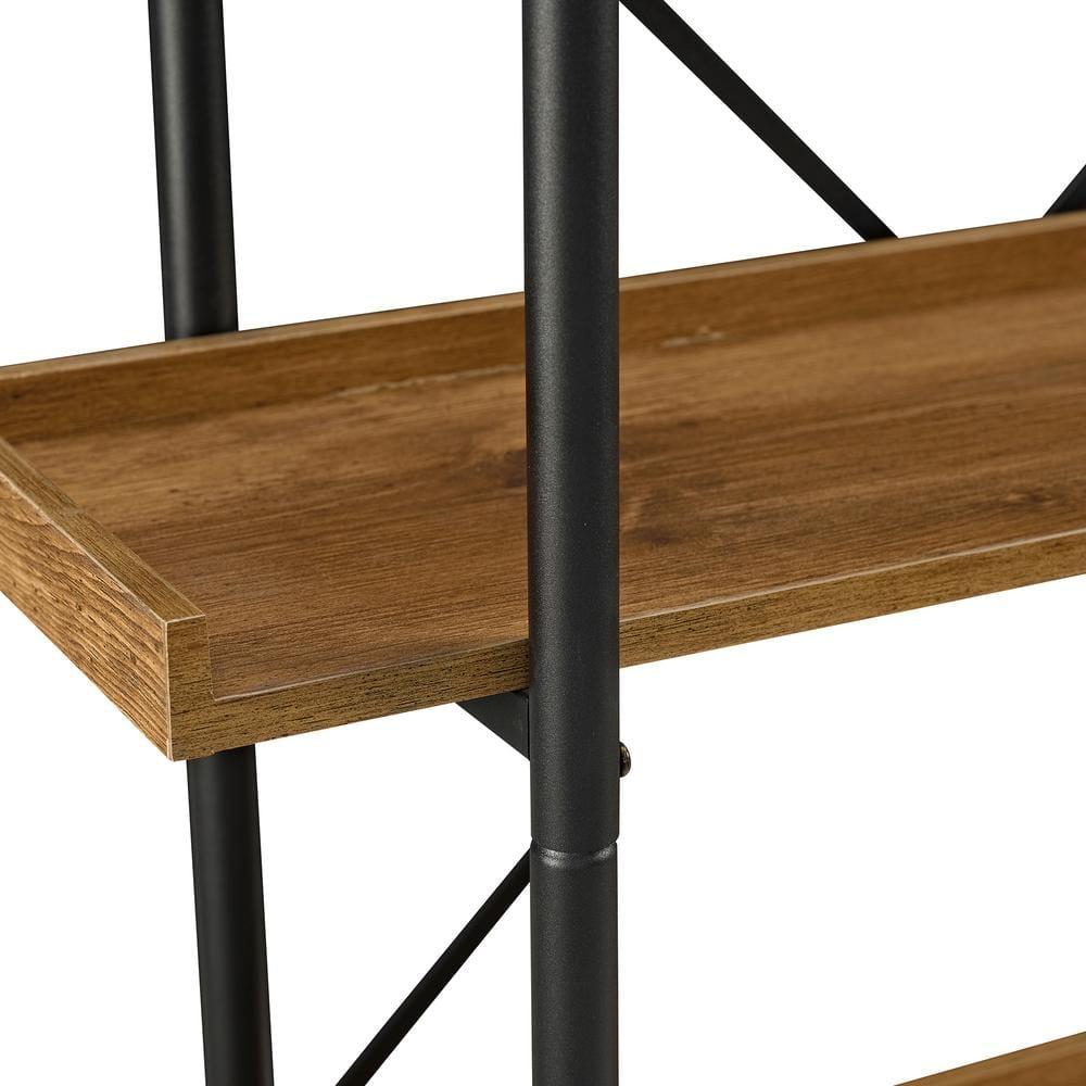 68" Urban Pipe Bookcase with 5 wood Shelves in Barnwood brown