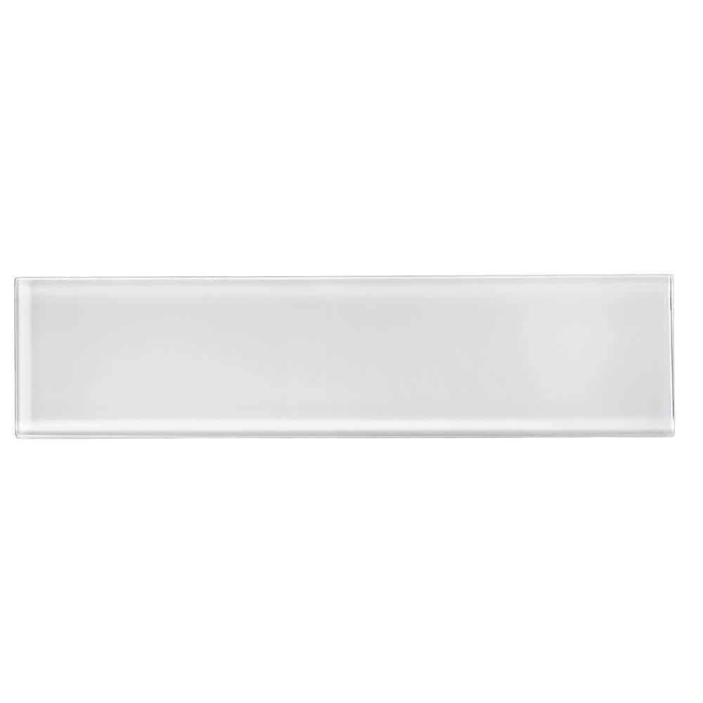 Apollo Tile   20 Pack 3-in x 12-in White Rectangular Subway Glossy Finished Glass Mosaic Wall Tile (5 sq ft/case)