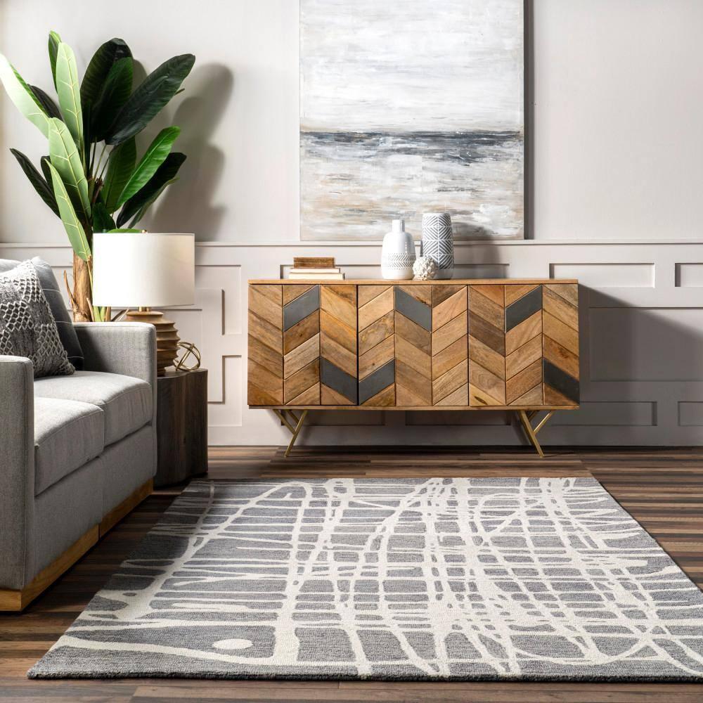 Nuloom Carlene Contemporary Scribble Wool Indoor Area Rug, 4' x 6', Gray