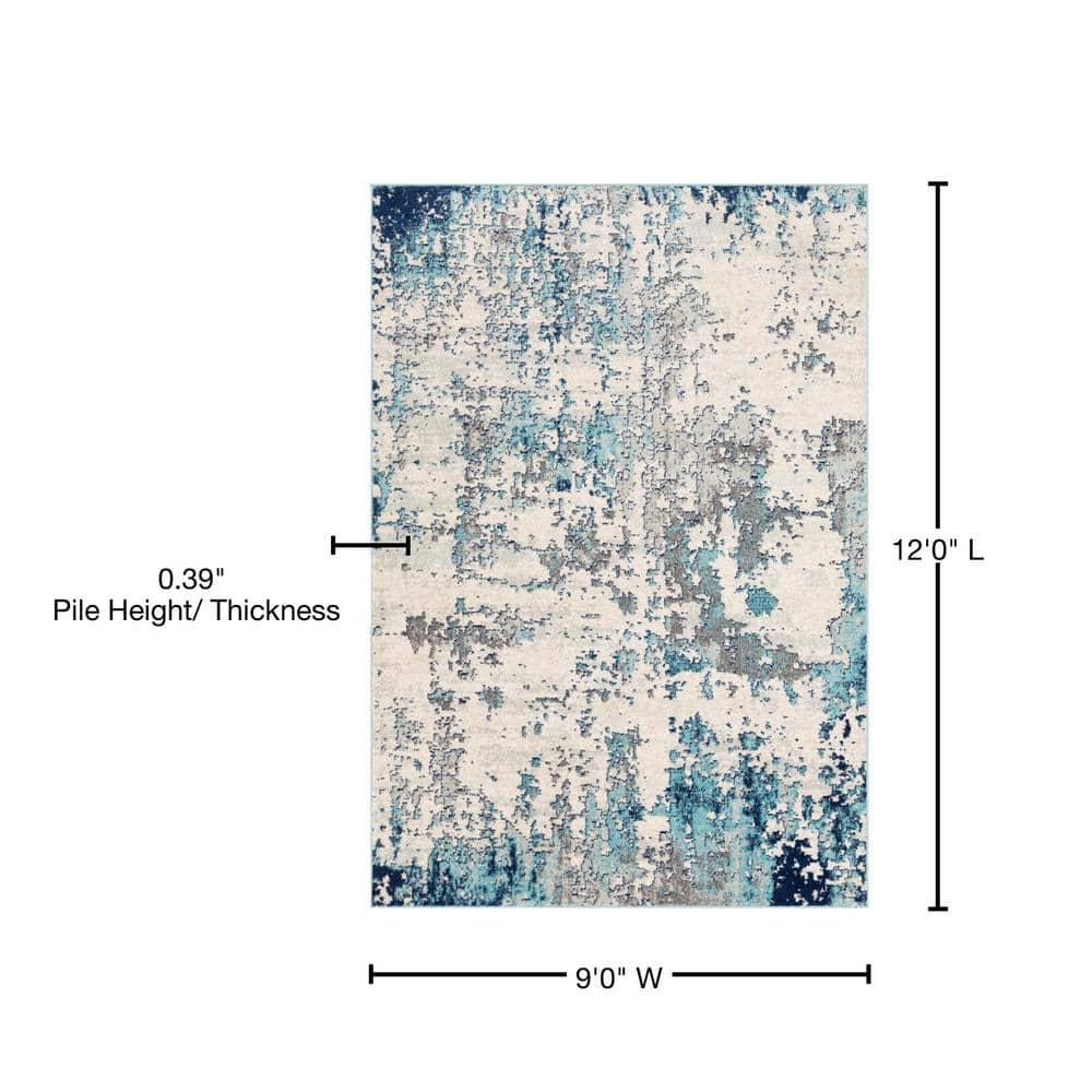 Livabliss 9'x12' High Plains Modern Rug Blue: Stain & Fade-Resistant, Medium Pile, Indoor, Abstract Pattern