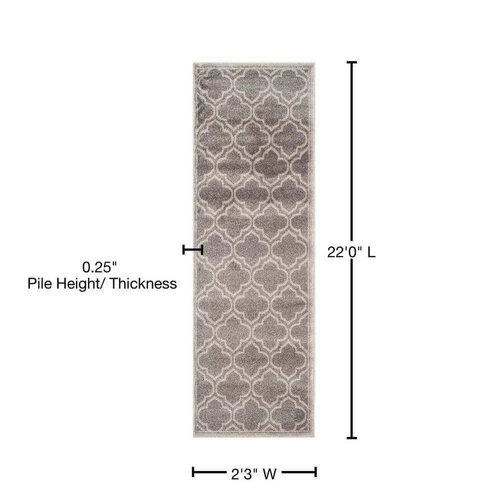 Amherst AMT412 Power Loomed Runner Rug - Grey/Light Grey - 2'3"x22' - Safavieh.