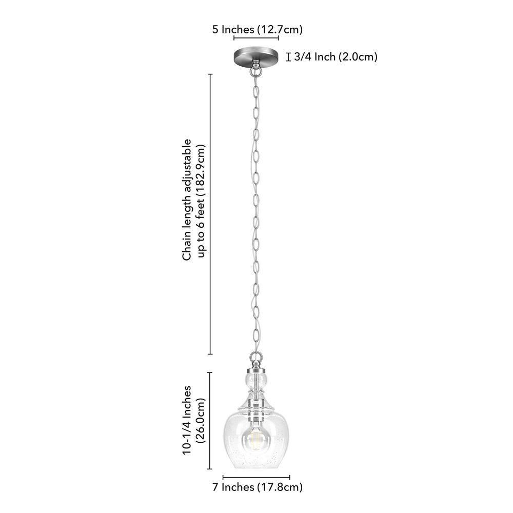 Verona 1-Light Brushed Nickel Pendant with Seeded Glass Shade