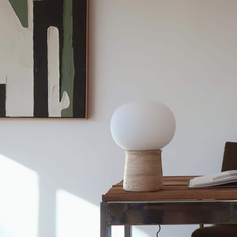 Brightech Neptune 12" LED Table Lamp With Natural Travertine Stone Base | Wayfair