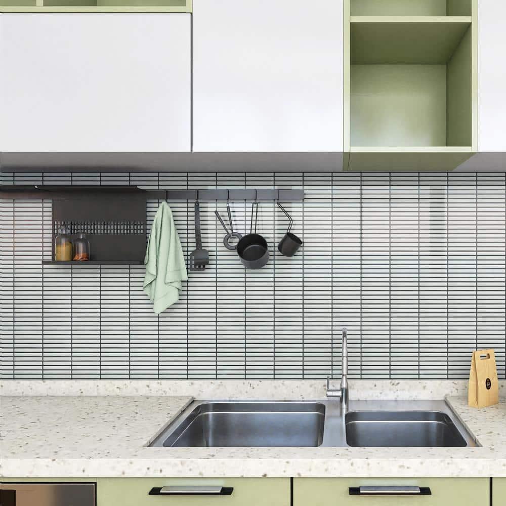 Monogram Stacked 11.19 In. X 11.9 In. Glossy Porcelain Mosaic Floor And Wall Tile (0.92 Sq. Ft. / Each)