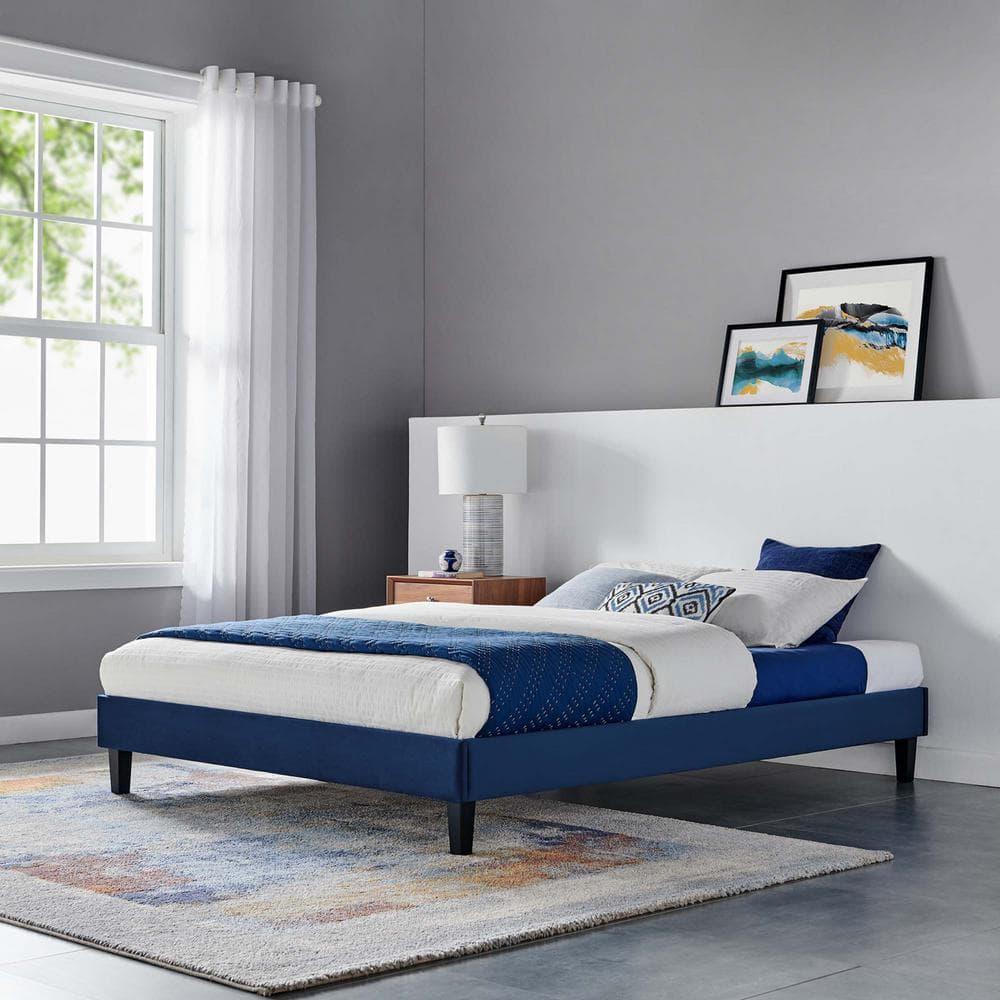 Modway Reign Queen Performance Velvet Platform Bed Frame
