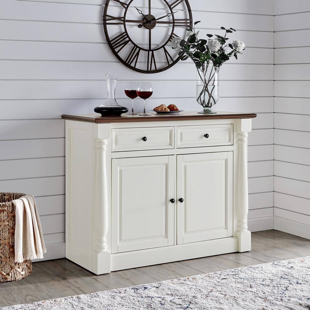 Crosley Shelby Buffet White: Traditional Style Sideboard, Wood Veneer, Adjustable Shelves, Anti-Tip Hardware