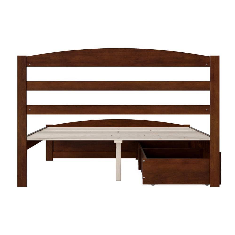 AFI Warren Solid Wood Queen Bed w/ Footboard & 2 Drawers in Walnut