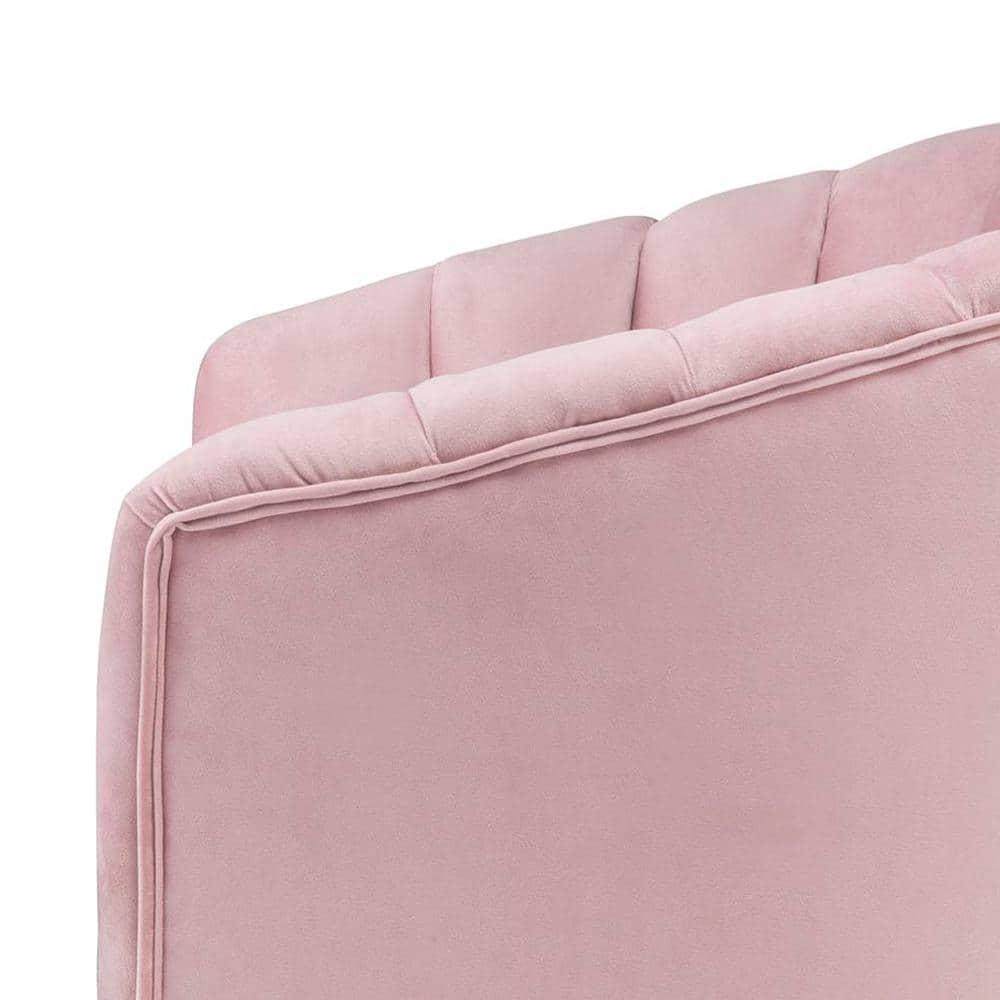 31" Colla Accent Chair Blush Pink Velvet/Gold Finish - Acme Furniture: Tufted, Leather Upholstery, Wood Frame