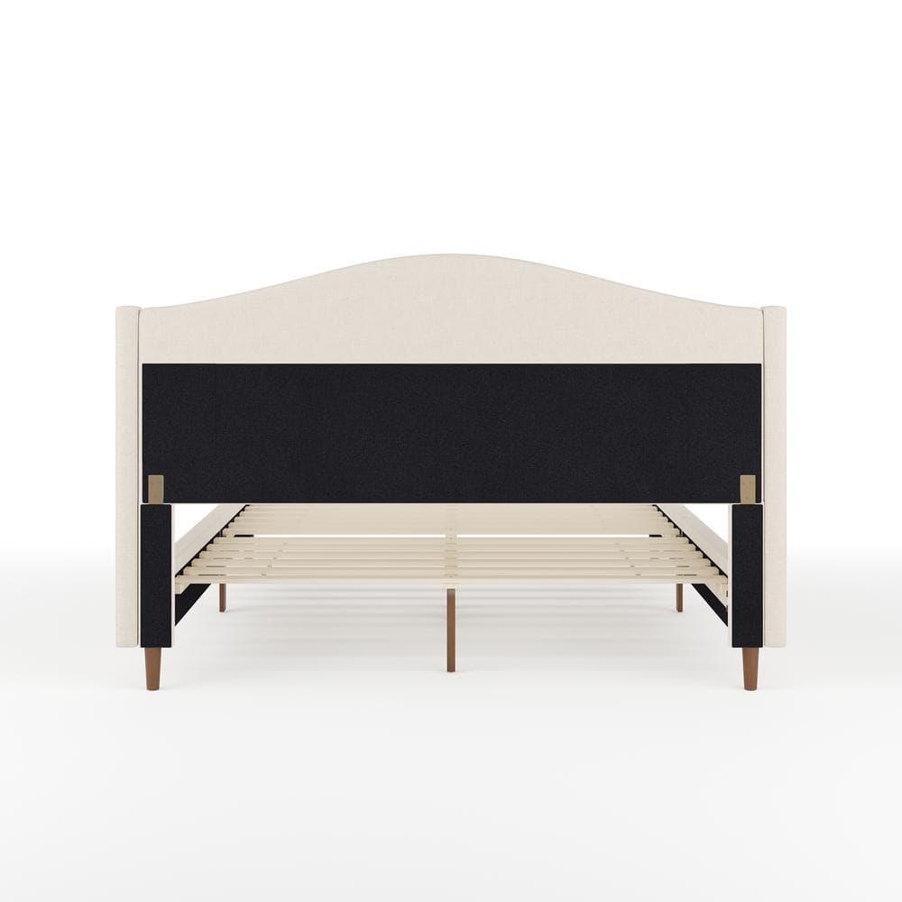Martha Stewart Amelia Upholstered Platform Bed With Curved Headboard