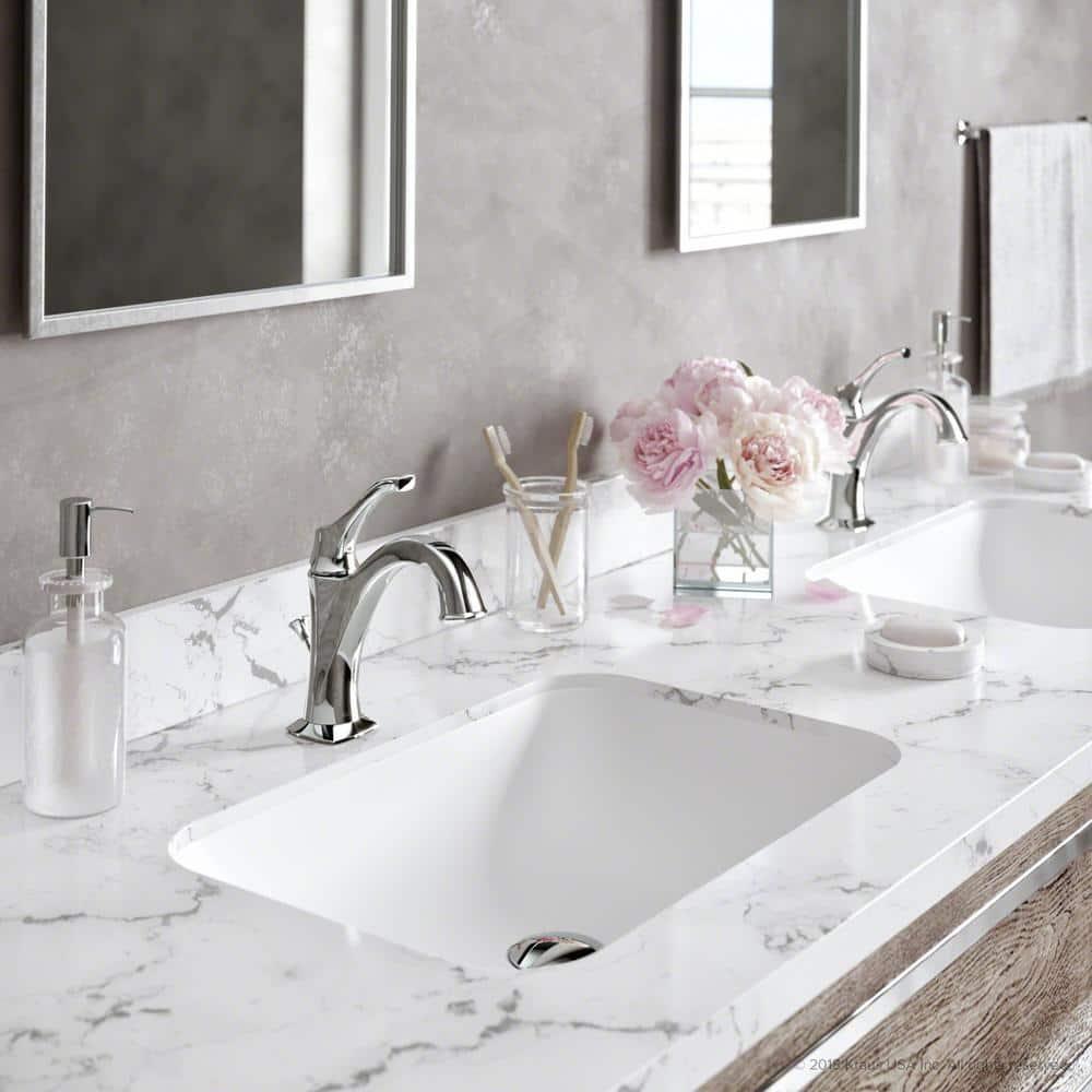 Kraus Arlo Single Hole 1-Handle WaterSense Bathroom Sink Faucet with Drain and Deck Plate