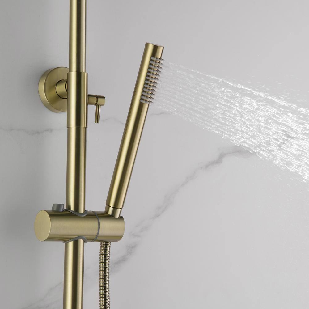 Exposed Pipe Shower System with 10" Overhead Shower, 3 Functions Tub Shower Faucet Sets with Rough-in Valve
