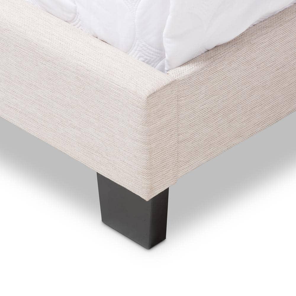Full Hampton Modern and Contemporary Fabric Upholstered Bed Light Beige - Baxton Studio: Polyester, Rubberwood Frame, MDF