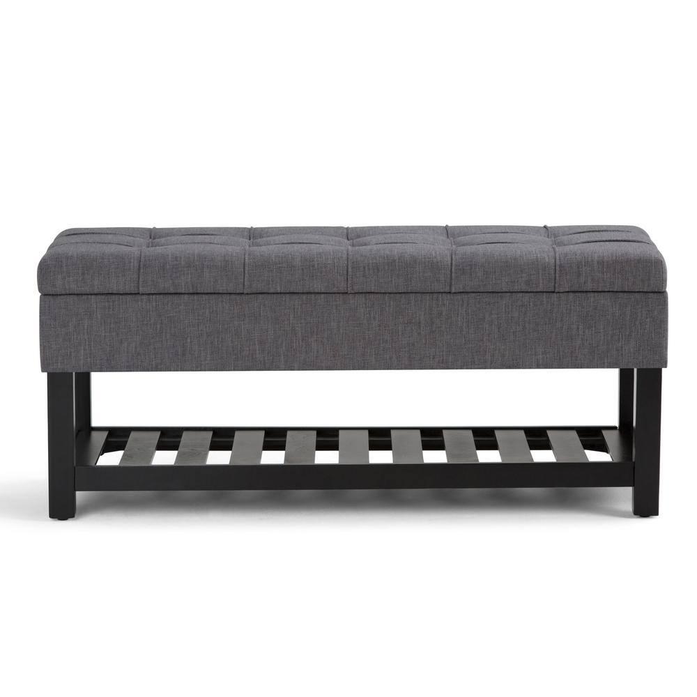 Simpli Home Saxon 43"W Tufted Transitional Storage Ottoman Bench with with Lift-Top Lid