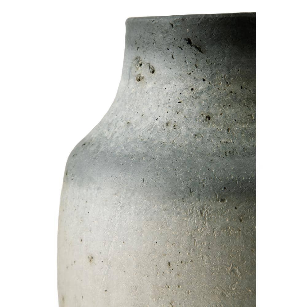 Signature Design by Ashley Moorestone Casual 13.13" Cement Tabletop Vase with a Distressed Finished Look, Gray & Black