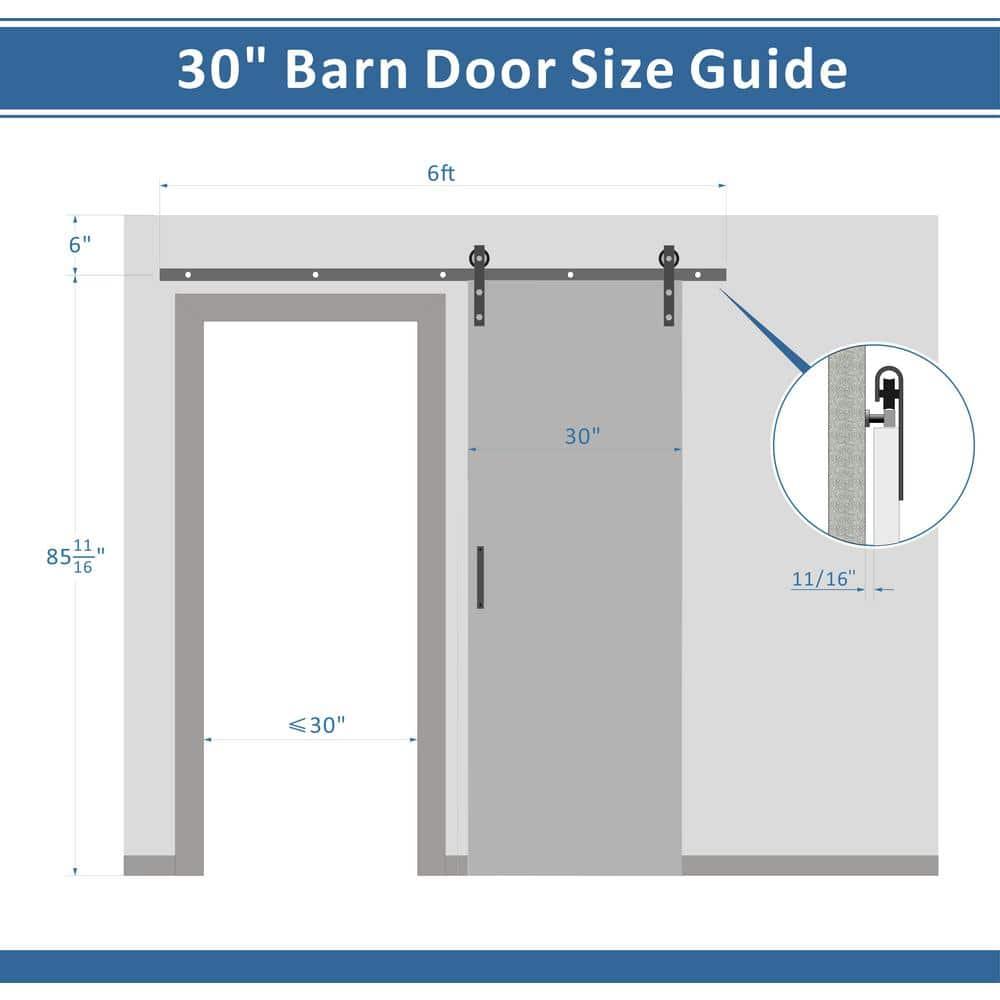 30in x 84in 5-Panel Sliding Glass Barn Door with 5ft Hardware Kit Included, Easy Assembly with Pre-Drilled Holes, Waterproof, Frosted Glass for Bathroom-Fit Max Opening 28in x 82in, White