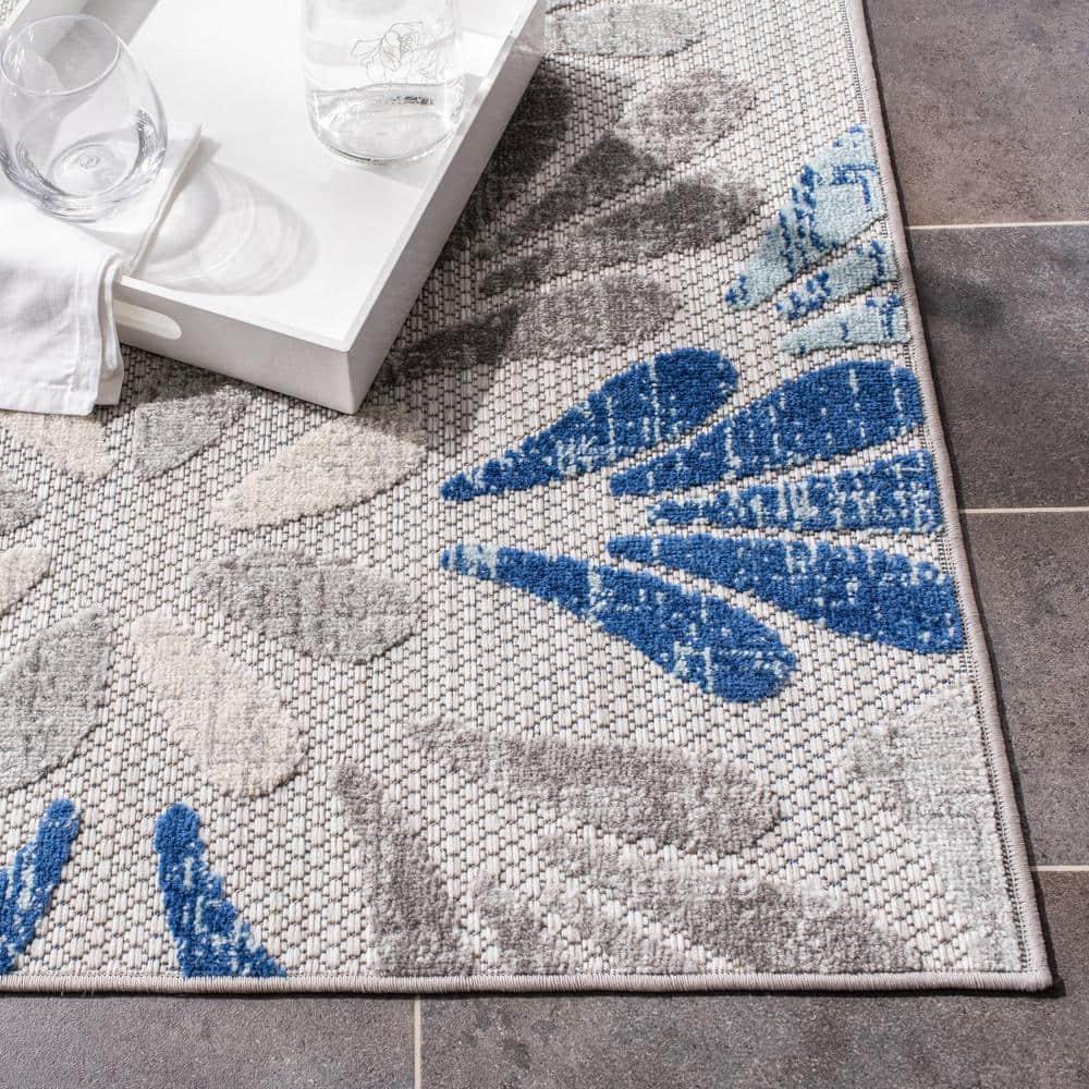 Cabana CBN800 Power Loomed Indoor/Outdoor Runner Rug - Grey/Blue - 2'x12' - Safavieh.