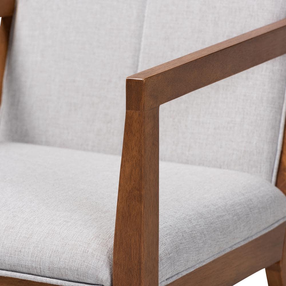 Theresa Mid-Century Modern Greyish Beige Fabric Upholstered Living Room Accent Chair