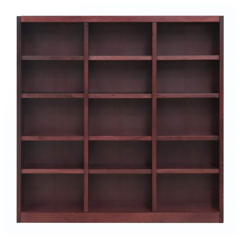 Winston Porter Flannagan Triple Wide Wood Bookcase, 15 Bookshelf, 72 inch Tall Storage and Display Bookshelf for Home Office and Living Room