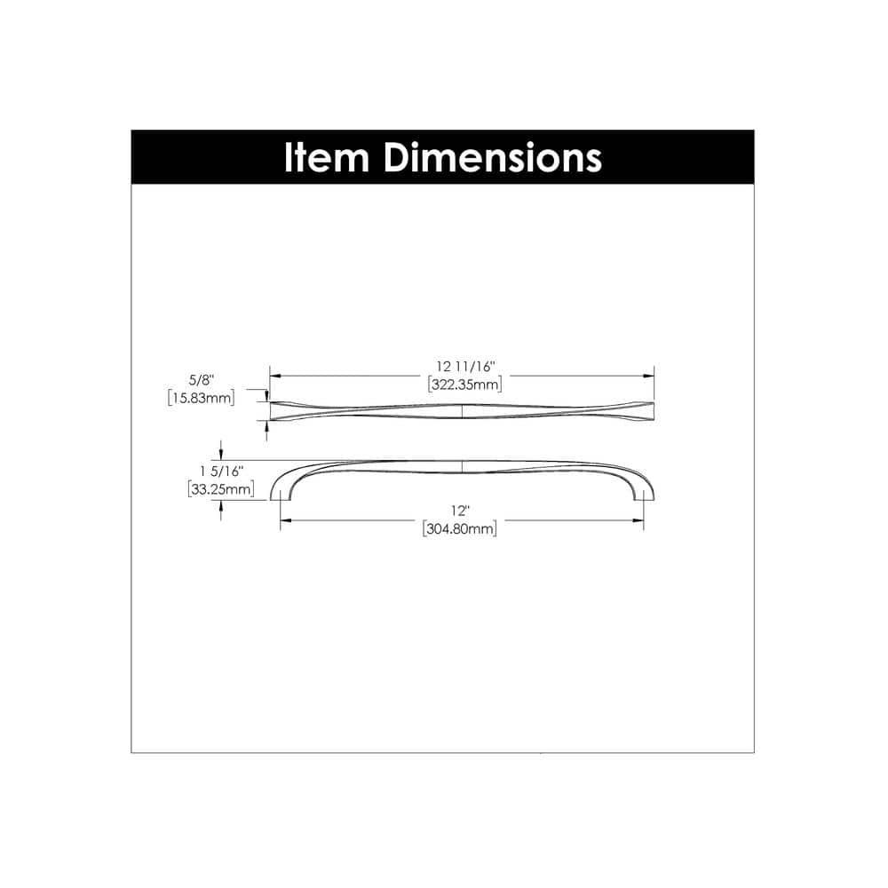 Hickory Hardware 1 Pack Solid Core Kitchen Cabinet Pulls, Luxury Cabinet Handles, Hardware for Doors & Dresser Drawers, 12 Inch Hole Center, Polished Nickel, Twist Collection