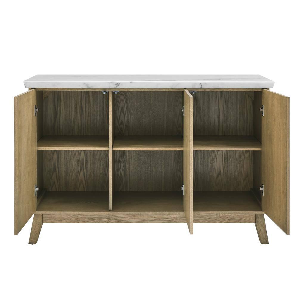 Steve Silver Vida Indoor Mid Century Modern Sideboard with Genuine Marble Top, Burnished Blonde