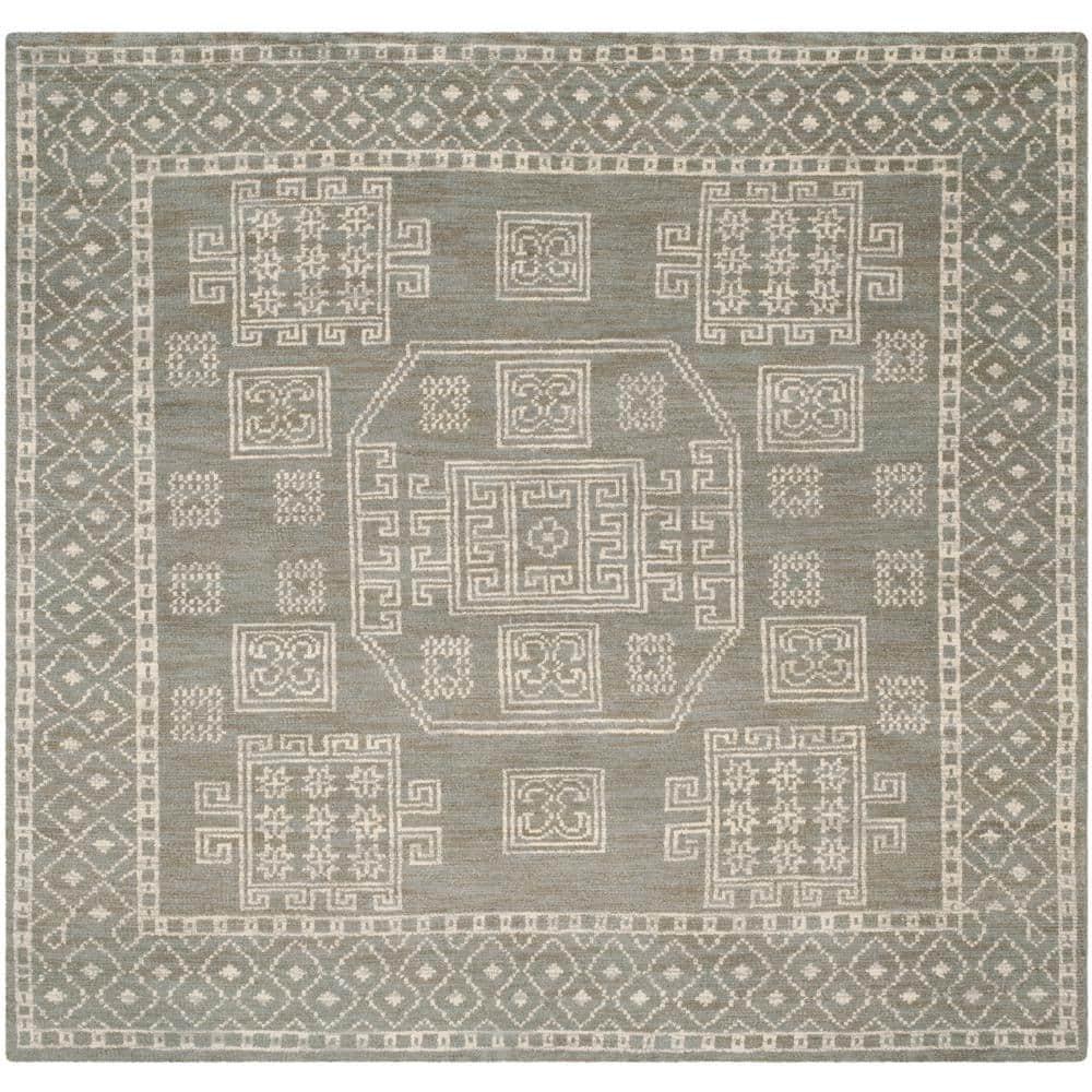 Kenya KNY635 Hand Knotted Area Rug - Grey - 7'x7' - Safavieh.