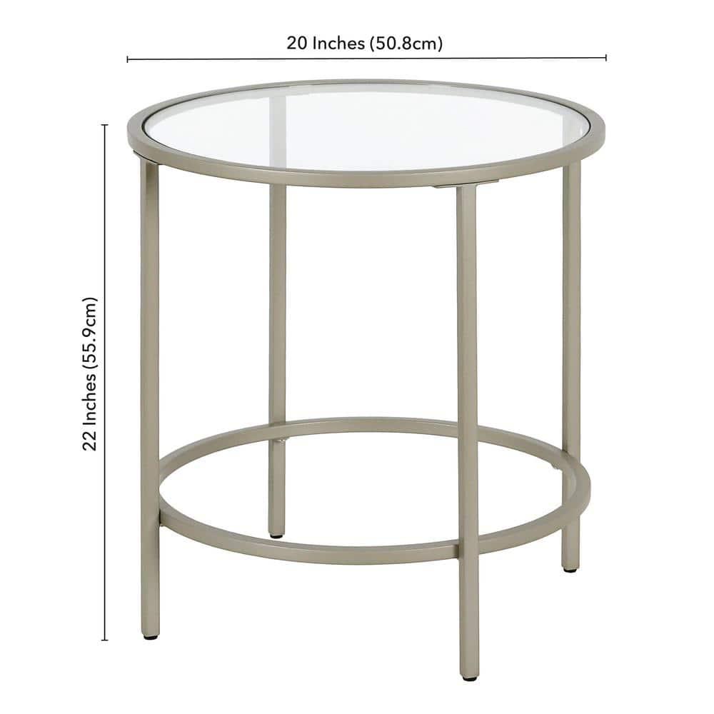 Evelyn&Zoe Sivil 20" Wide Round Side Table, Satin Nickel
