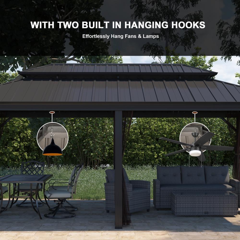 Connal 20 Ft. W x 12 Ft. D Hard Top Double Roof Aluminum Patio Gazebo