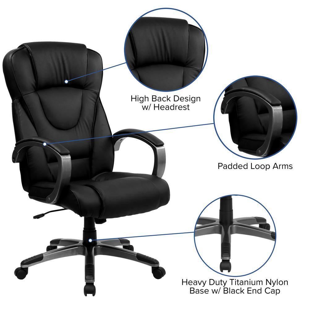 Flash Furniture Crafton High Back LeatherSoft Swivel Office Chair with Titanium Nylon Base