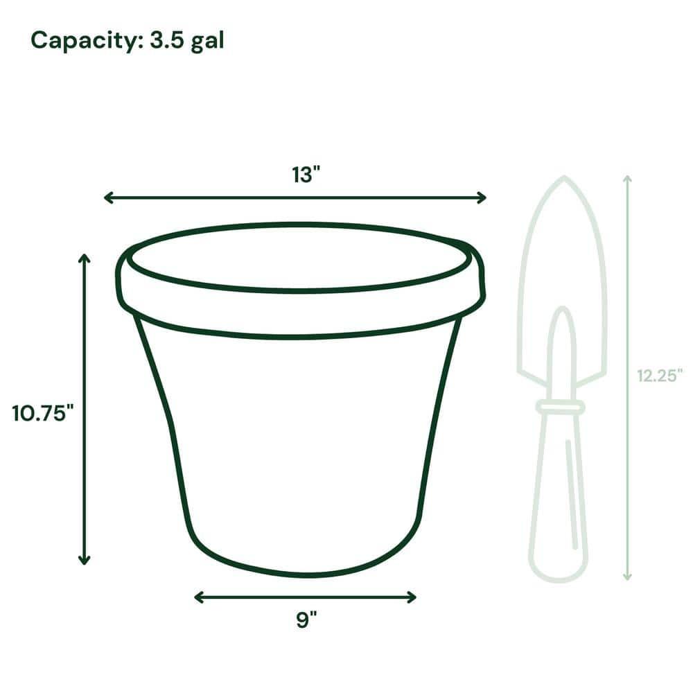 Bloem Terra 13"W x 10.75"H Gardening Pot Planter, Chocolate Brown (Saucer Sold Separately)