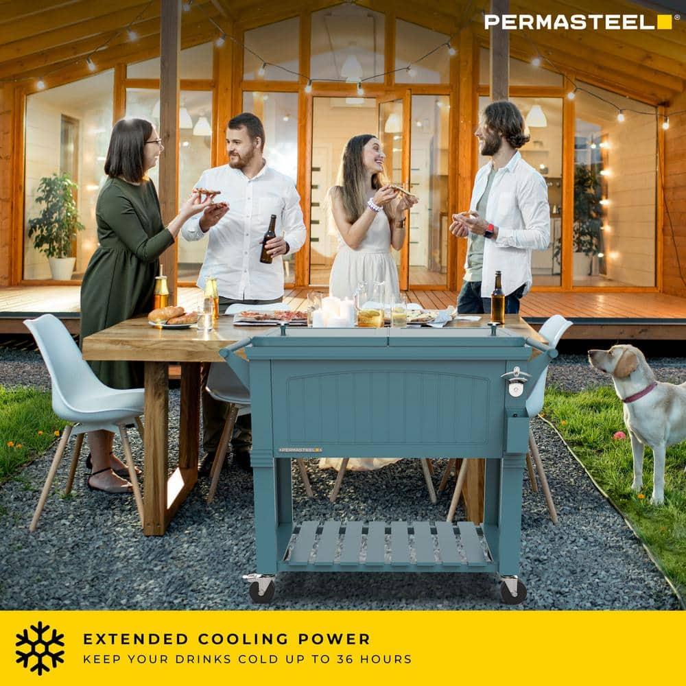 Permasteel 80 Qt. Furniture Style Rolling Patio Cooler