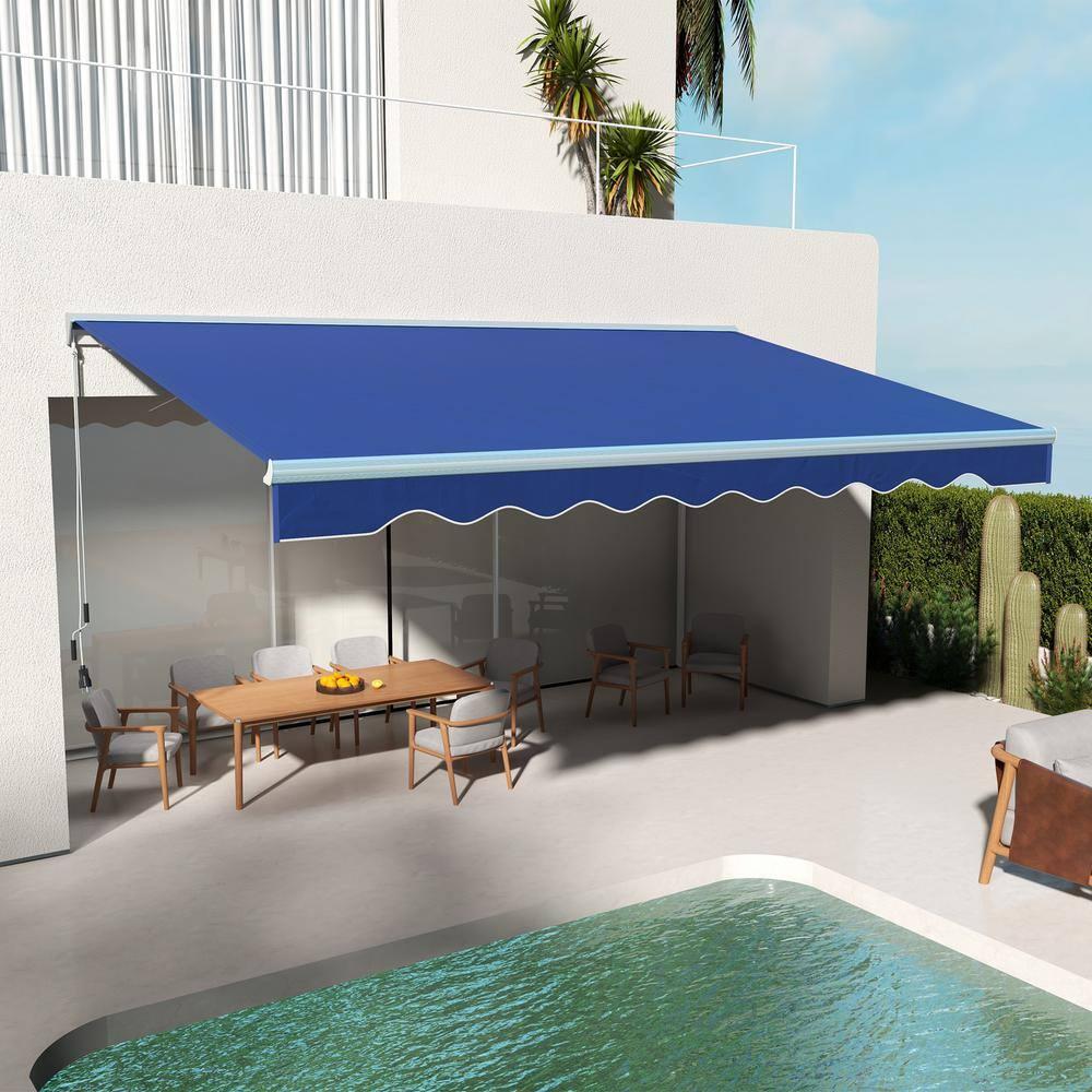 Outsunny Polyester Cover Retractable Patio Awning