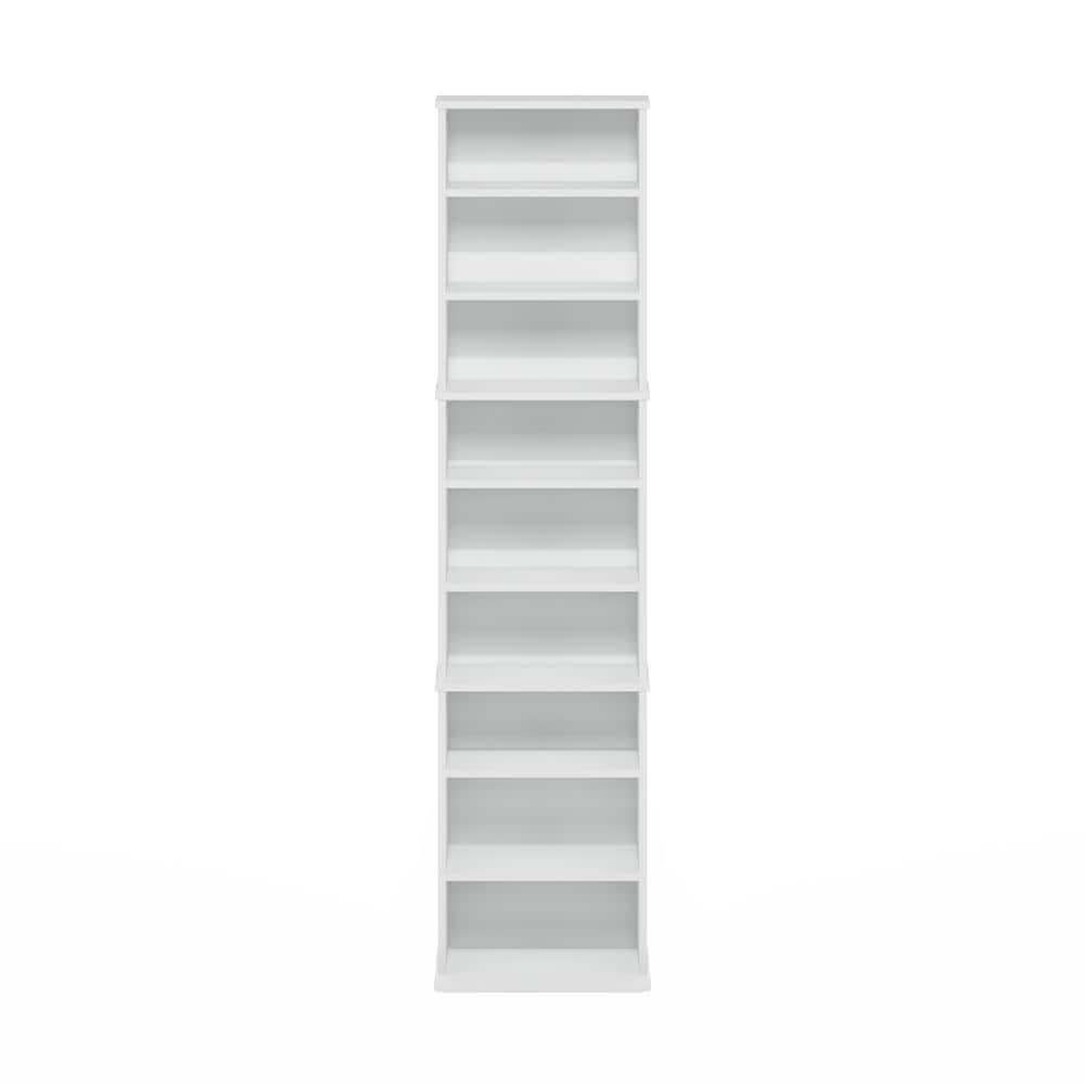 Furinno JAYA 9-Shelf Multimedia Media Storage Tower Rack with Adjustable Shelves, White