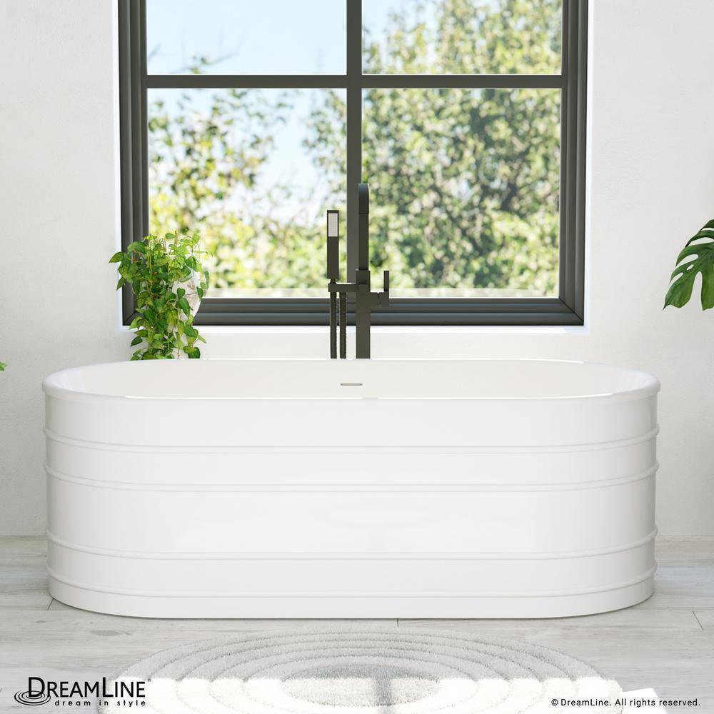 DreamLine BT9X3167C09 Infinity Z 67 in. L x 30-3/4 in. W x 22-7/8 in. H Freestanding Acrylic Bathtub