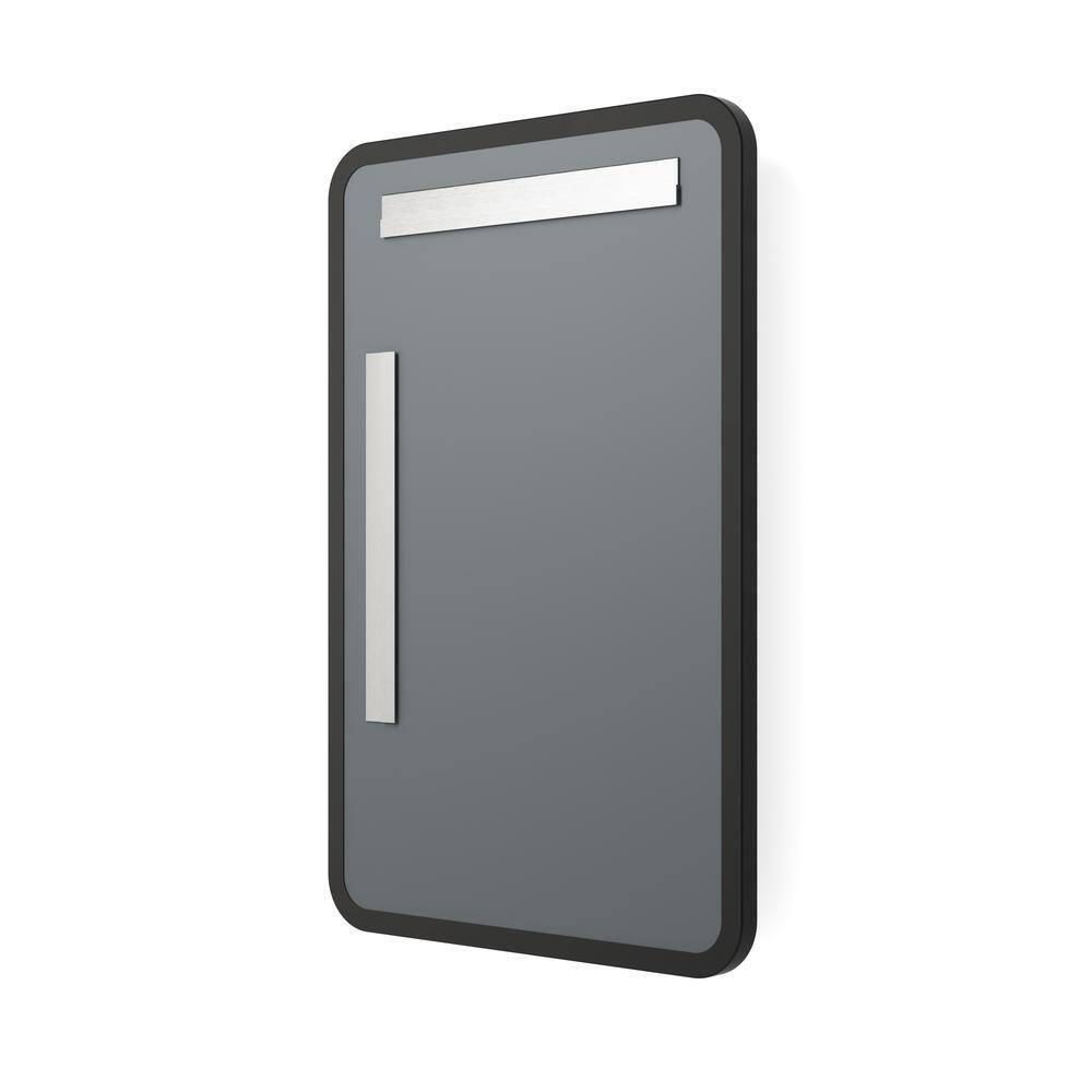 Drevy 30” x 40” Black Metal Framed Mirror | Rounded Rectangle Bathroom Wall Mirror