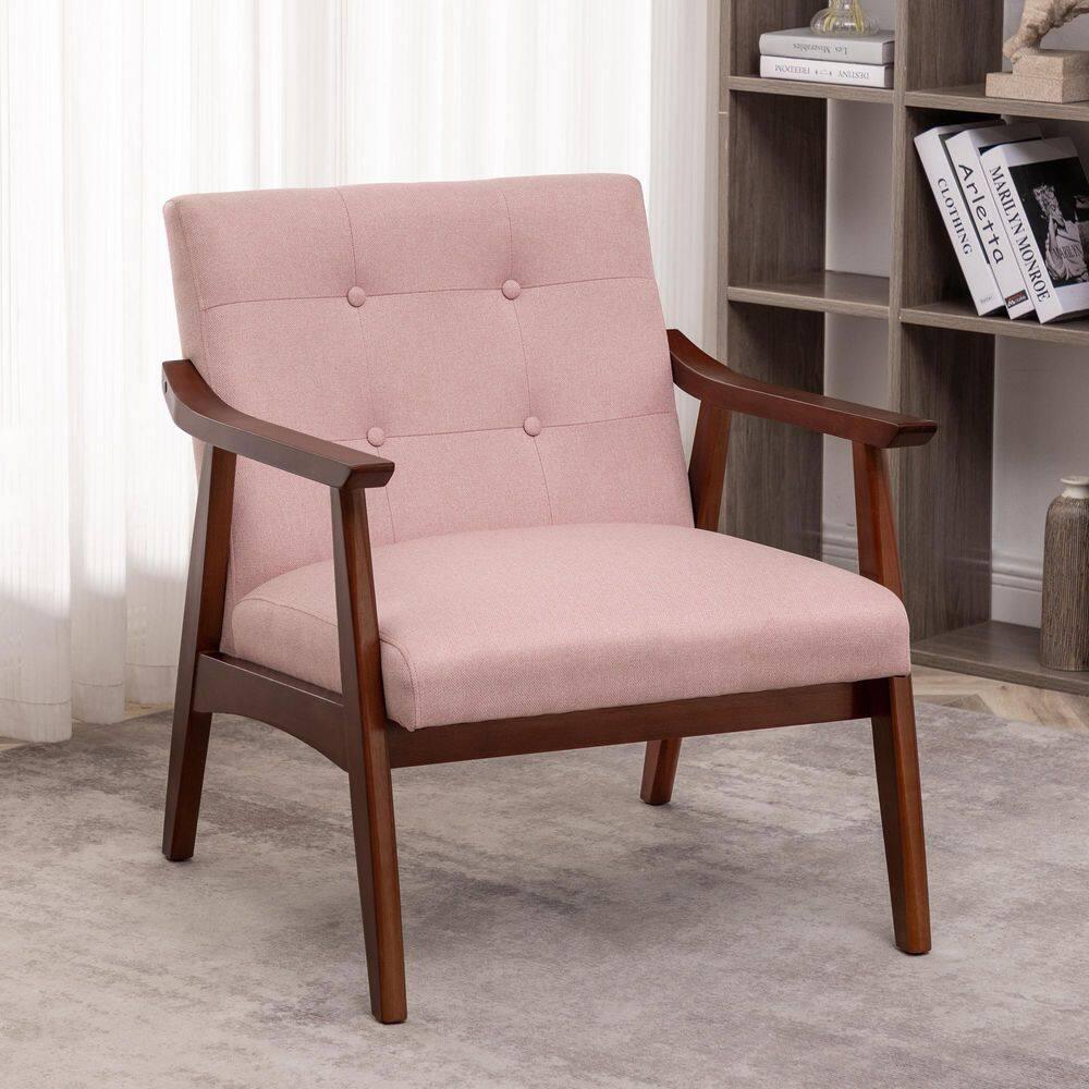 Convenience Concepts Take a Seat Natalie Accent Chair, Pearl Pink Fabric/Espresso