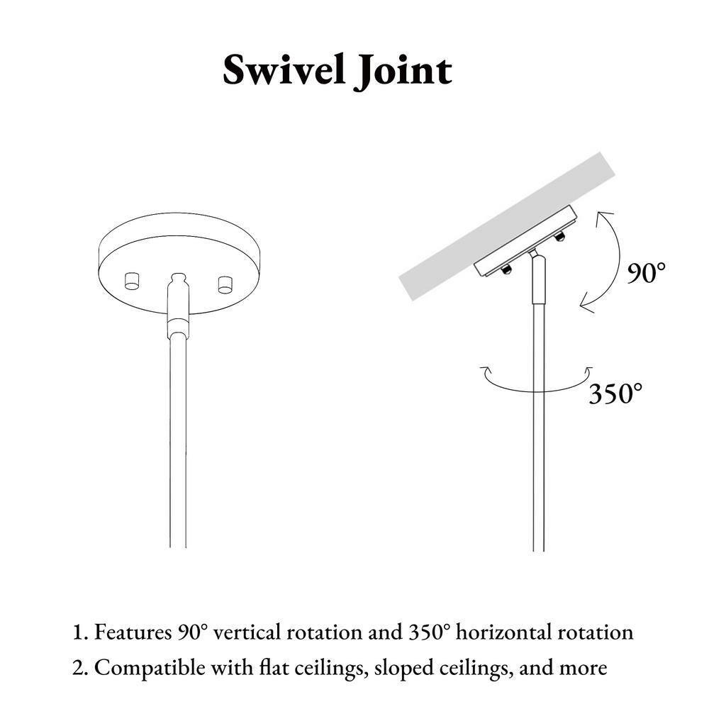 LNC Capensis 1-Light Matte Black and Polished Gold Clear Glass Globe LED Mini Indoor Kitchen Island Light: UL Listed, Adjustable Height