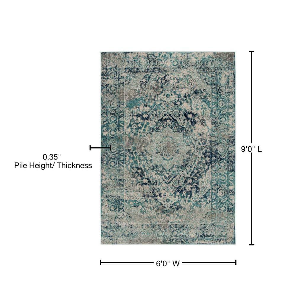 Madison MAD152 Power Loomed Indoor Area Rug - Ivory/Blue - 6'x9' - Safavieh