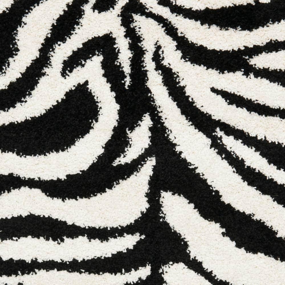 Florida Shag SG452 Power Loomed Indoor Runner Rug - Ivory/Black - 2'3"x7' - Safavieh.