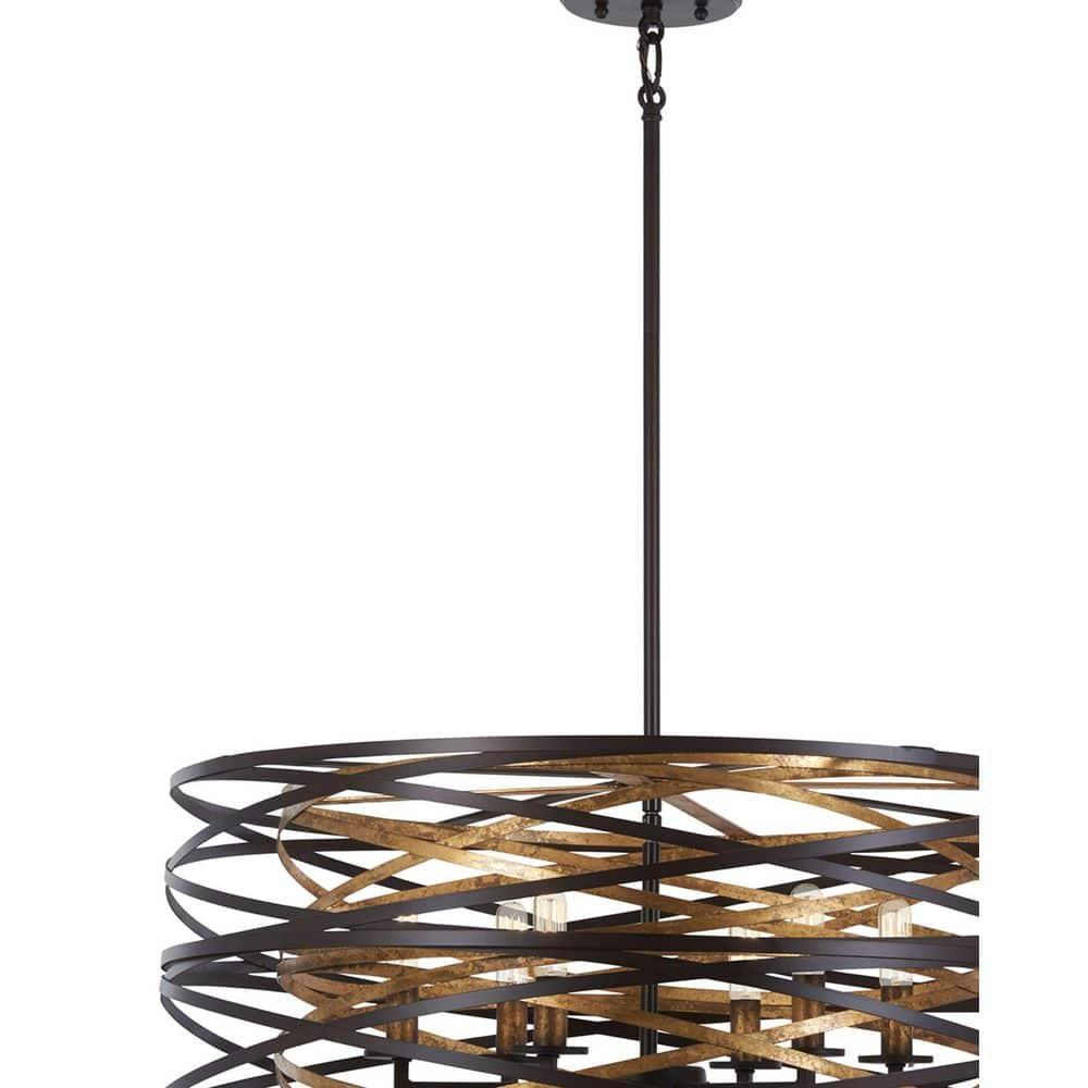 Minka Lavery Dark Bronze Mosaic Gold Chandelier 26" Wide Modern 6-Light Fixture for Dining Room House Foyer Kitchen Entryway Home