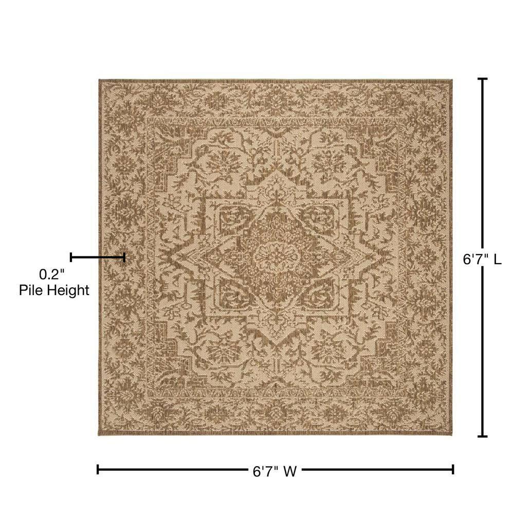 Beach House BHS139 Power Loomed Indoor/Outdoor Area Rug - Cream/Beige - 6'7"x6'7" - Safavieh