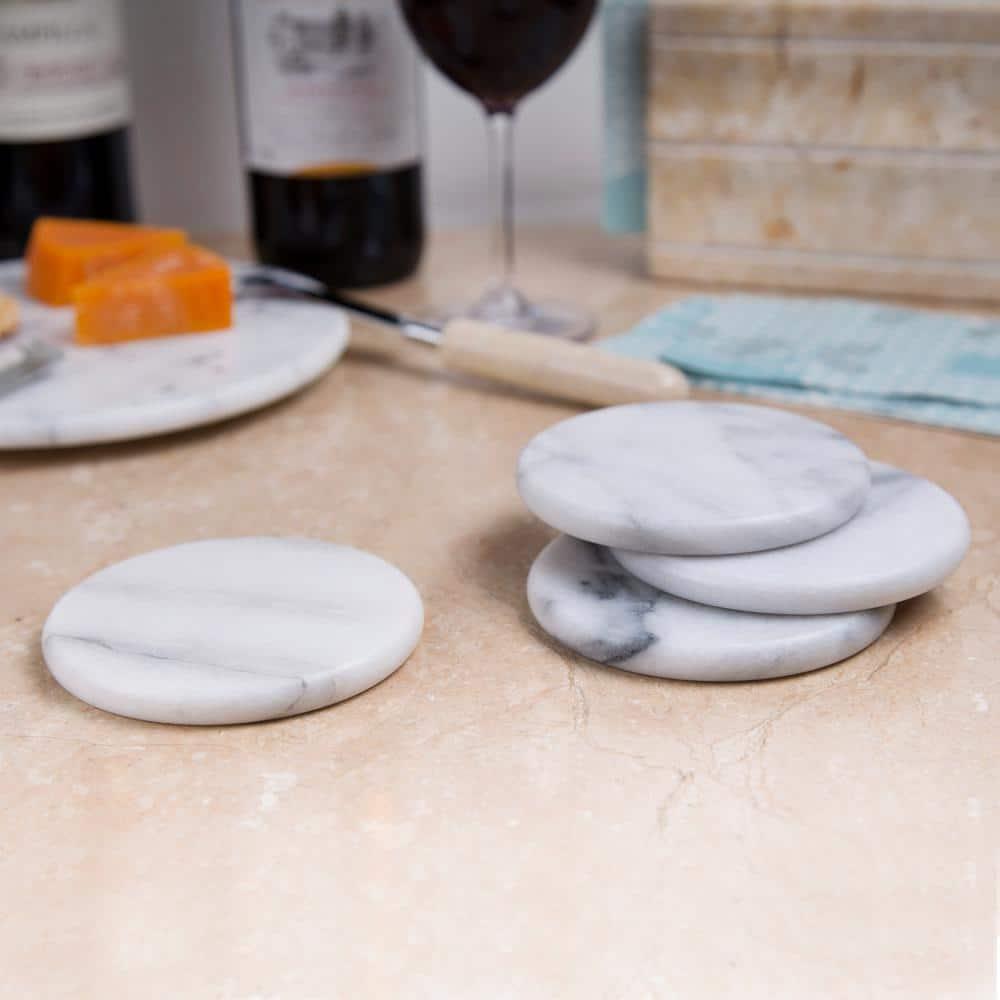 Mercer41 Raniyha Marble Round Coaster 4-Pack